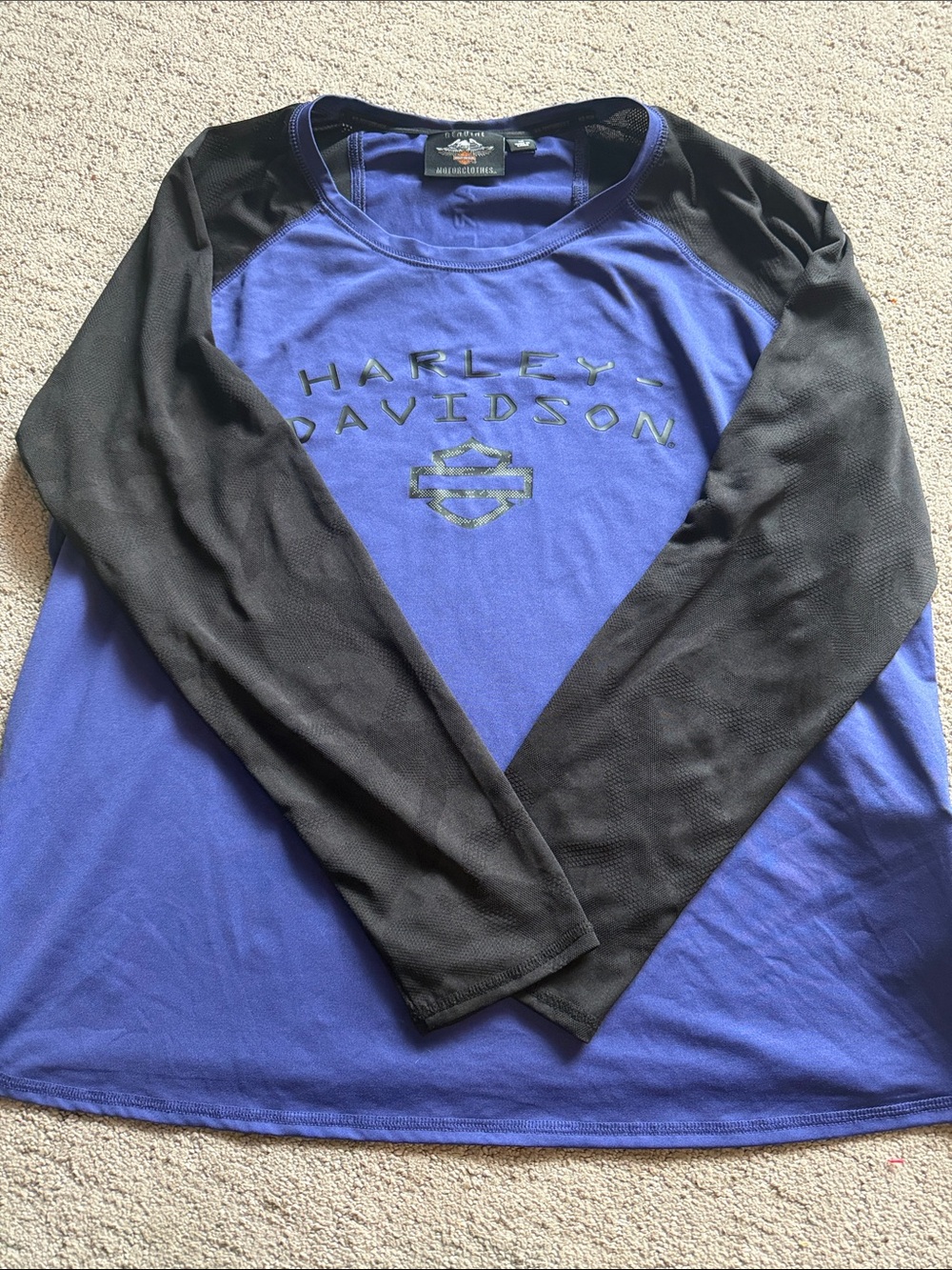 Harley-Davidson Long Sleeve Raglan Shirt - Royal Blue & Black